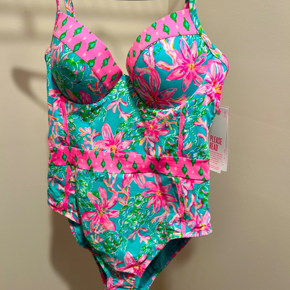 COPY - Lilly Pulitzer Size 8 Palma One Piece “So Shellegant” in Surf Blue.